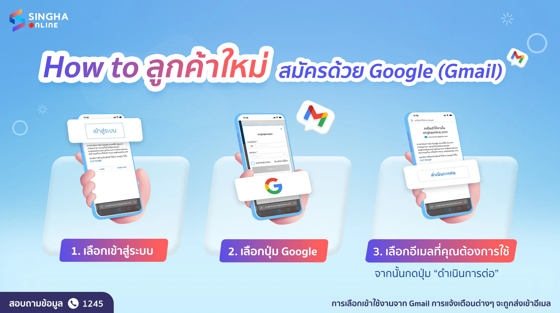 ลูกค้าใหม่สมัครสมาชิกด้วย Google (Gmail)