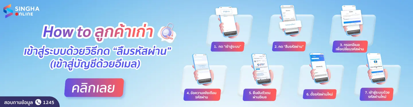 ลูกค้าเก่าที่เคยสมัครสมาชิก เลือกเข้าใช้งานครั้งแรกด้วยช่องทางอีเมล และกด “ลืมรหัสผ่าน”